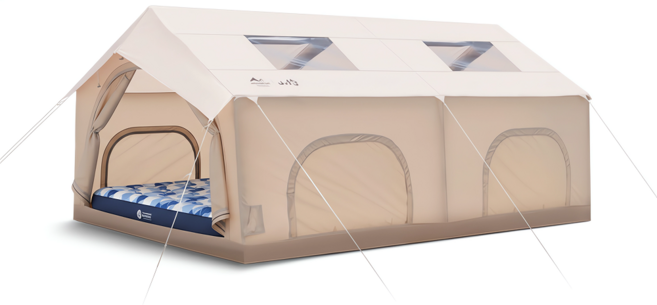캠핑마운틴 에어텐트 글램핑 원터치 방수, 8인용 + 메트리스, 베이지 스카이뷰