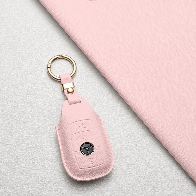 벤츠 키케이스 프리미엄 천연소가죽 전차종 호환 (C/E/S클래스/AMG 등), 벤츠/B 타입, 피치핑크