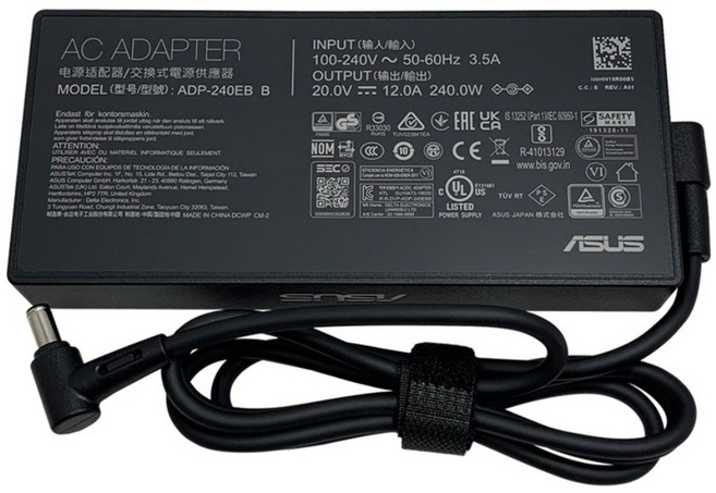 ASUS 정품 노트북 충전기 TUF Gaming F15 F17 A17 A15 20V 12A 240W (6.0x3.7mm) 전원 어댑터, 아수스 240W + PC 케이블, 1개