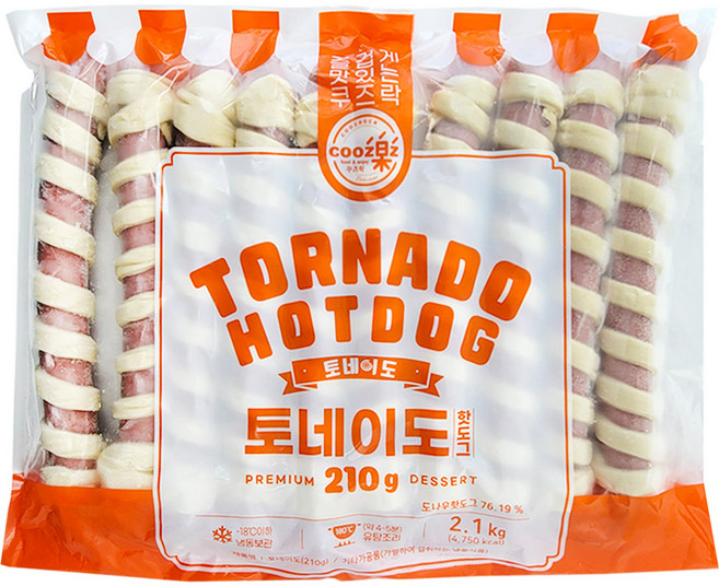 쿠즈락 토네이도 핫도그 2.1kg 회오리핫도그, 1개