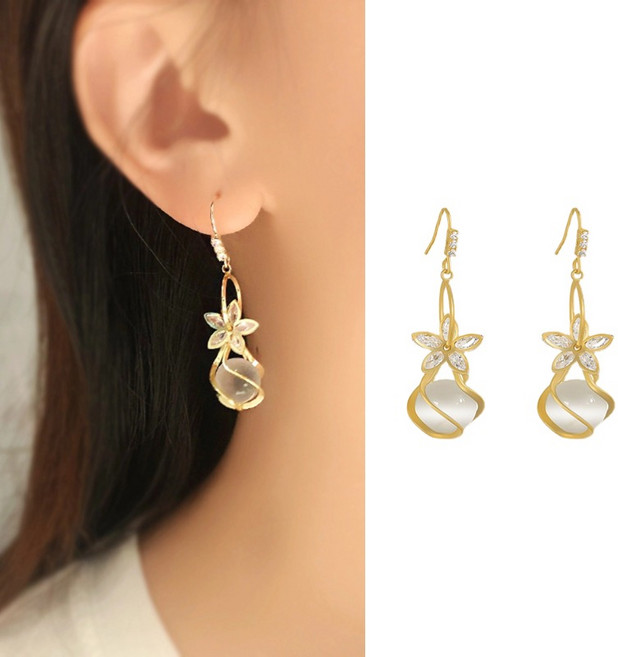 에쥬아 큐빅 진주 귀걸이 럭셔리 액세서리 귀걸이