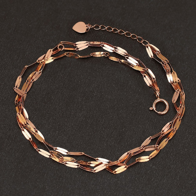 주리에떼 14K 18K 여성 데일리 레이어드 글램 세줄 체인 팔찌