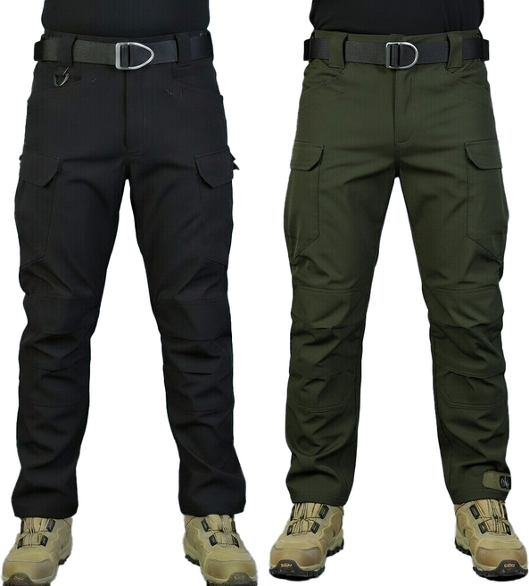 1+1 봄 여름 고급 스판 IX7 튼튼한 전술 바지 작업복 택티컬 등산 낚시 외출 춘추 전술복 작업, 블랙+카키(여름)