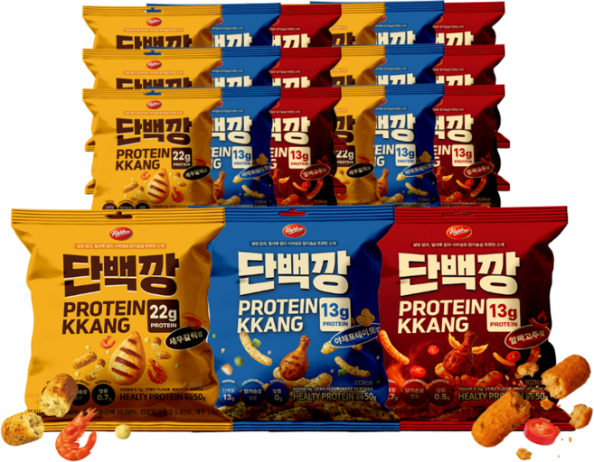 단백깡 갈릭새우 매콤고추 단짠야채 3종 혼합 단백질 저당과자, 10세트, 3종(알싸고추깡+새우갈릭깡+야채포테이토깡)