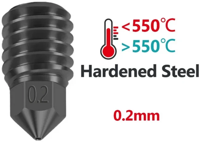 Bambu Lab 노즐 P1s 0.2 0.4 Bambulab X1c P1p Hotend 용 카본, 12 Hardened  0.2, 03 4pcs