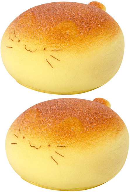 말랑 빵떡 고양이 스퀴시 2개 쫀득 인형 랜덤 주물럭 스트레스해소, 1세트