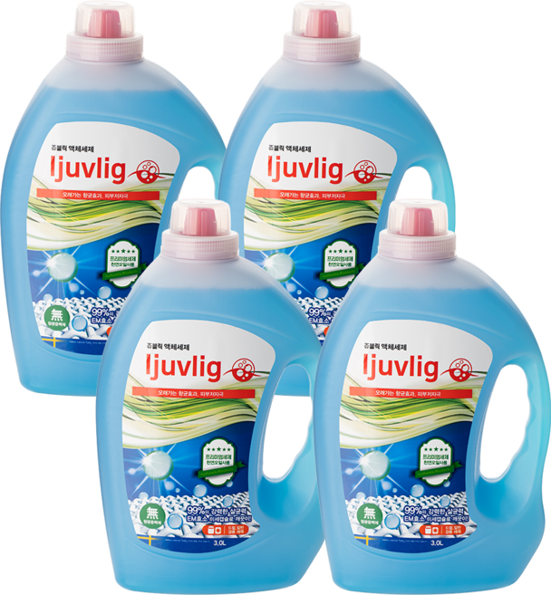 고농축 알칼리 세탁세제 항균 빨래 쉰냄새 알칼리세제 액체세제, 4개, 3L