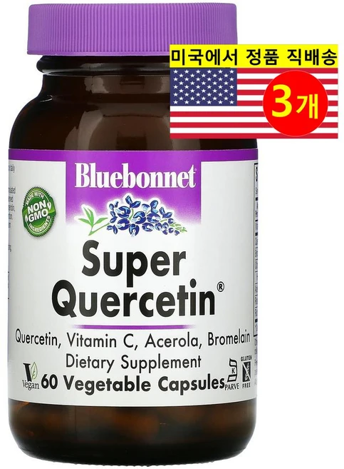 Bluebonnet Nutrition 블루보넷 뉴트리션 슈퍼 퀘르세틴 500mg Super Quercetin, 60정, 3개 - 쿠팡