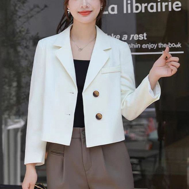 FANSYLI 여성 자켓 숏 정장 자켓 봄 가을 심플 슬림 정장 코트 면접 정장 코트 XR2512D13
