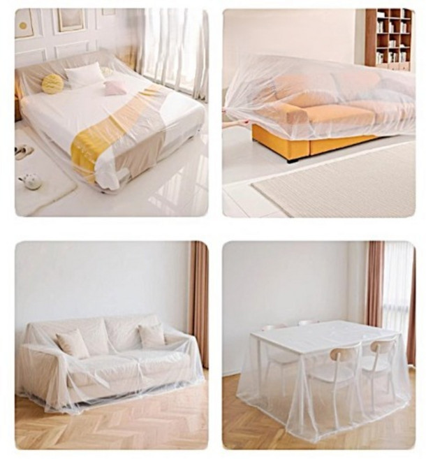 일회용 가구 커버 시트 비닐 시공 공사 덮개 보호 먼지 테이블 소파 방진 여행 보관, B대형