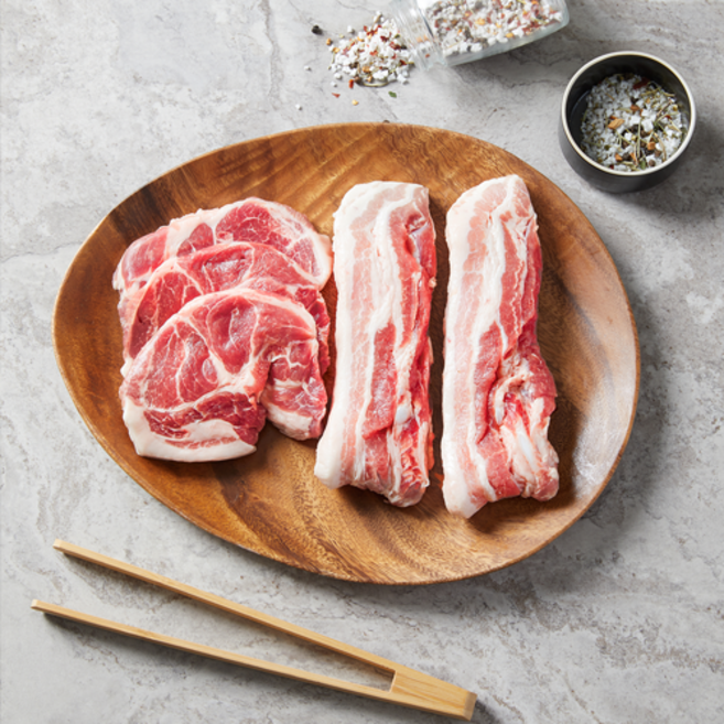 [육라운드] 한돈 실속 2~3인 세트 삼겹살 300g 목살 300g 온라인정육점 삼겹살택배 목살구이 캠핑고기 육라운드 육류도매, 일반 600g