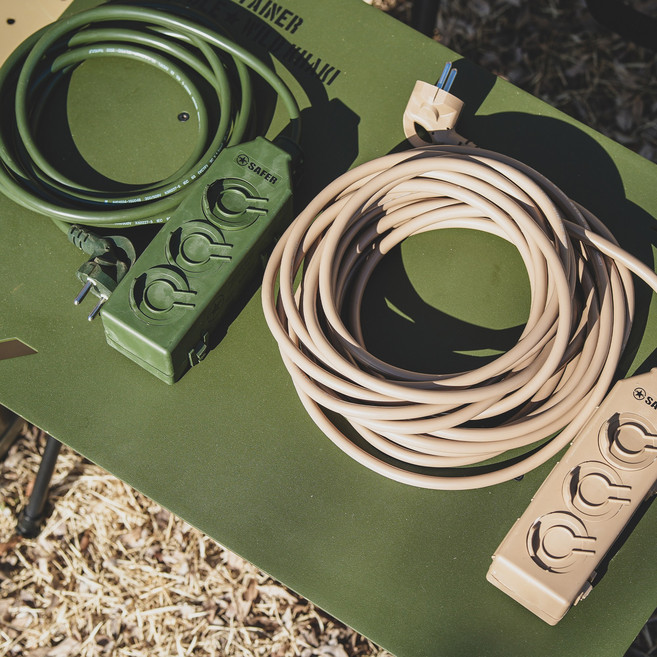 세이퍼 3구 연장선, 15m, 1개, 밀리터리 카키