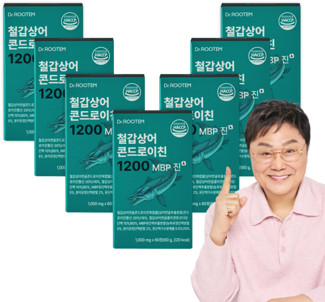 닥터루템 철갑상어 콘드로이친 1200 MBP 진 글루코사민 글로코사민 미국산 상어연골분말 관절영양제 뼈건강 어골칼슘, 7개, 60정