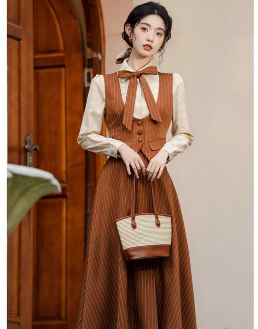 복고풍 개화기 의상 중세 컨셉 공주풍 경성 의복 스커트 조끼 촬영 드레스