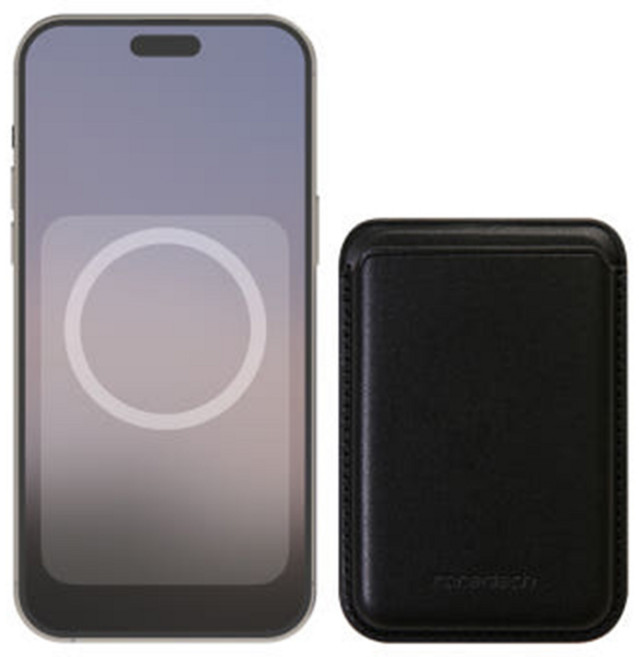 로랜텍 모션 애니메이션 작동 가죽 맥세이프 카드지갑 케이스, 1개, 블랙