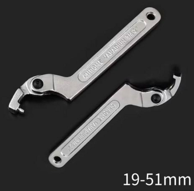후크 스패너 조정 가능한 범용 렌치 세트 원형사각형 헤드 CR-V 모양 크롬 바나듐 나사 너트 볼트 드라이버 핸드 툴, Round Head, [00] 19-51mm