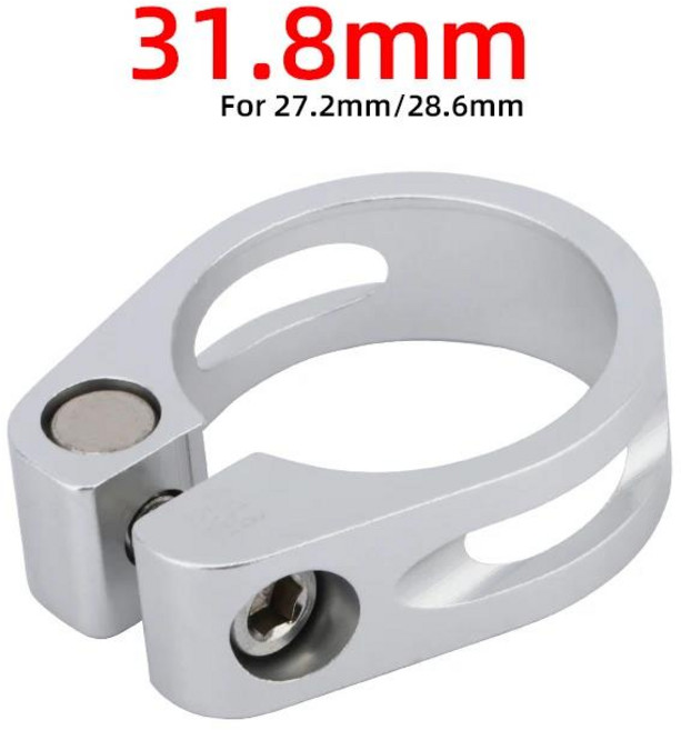 MEROCA 알루미늄 합금 자전거 좌석 튜브 클램프 27.2mm/30.9mm/31.6mm 산악 자전거 좌석 튜브 클램프, 31.8mm Silver Clamp, 1개