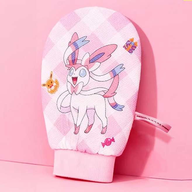 포켓몬스터 샤워타올 바디 목욕 거품 버블 타월 샤워볼 바디스크럽 거품 양면 샤워타월, 2.님피아, 1개, 1개입