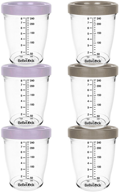 베베락 아이와 트라이탄 이유식용기 240ml (3+3개입), 1세트, 아이와 트라이탄 240ml(라벤더3P+초코3P), 1ml