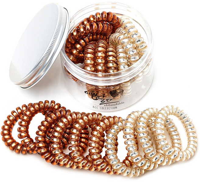 이쁨달다 메탈 스프링세트 10P 틴케이스 자국없는 전화선 머리끈 꼬불이 슈슈