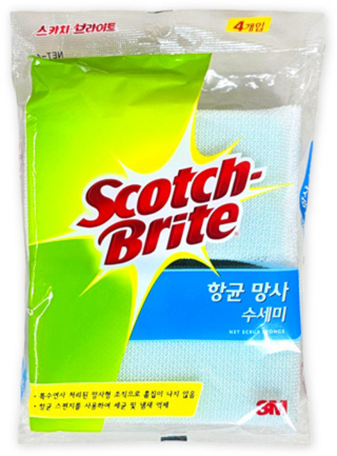 3M 항균 망사 수세미 4입, 1개, 4개입
