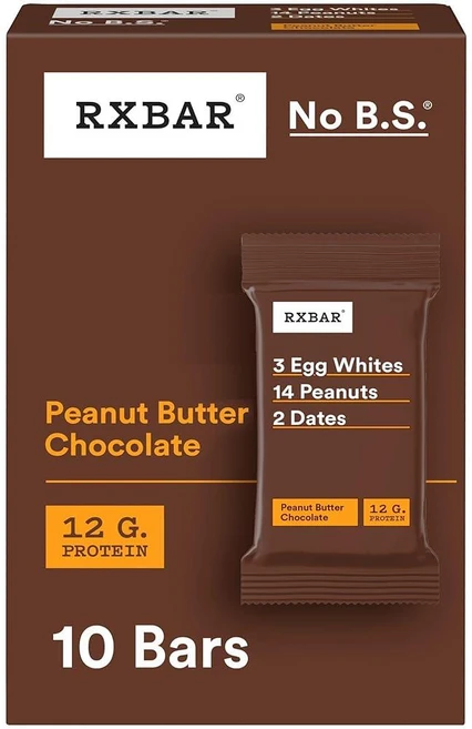 RXBAR 단백질 바 단백질 스낵 스낵 바 땅콩 버터 초콜릿 518.8g(18온스) 박스 (바 10개), RXBAR 단백질 바, 단백질 스낵, 스낵 바, 땅콩, 52g, 1 - 쿠팡