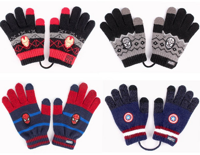 마블 스파이더맨 아이언맨 캡틴아메리카 스마트터치장갑 남아여아 어린이 유아동 유치원 초등학생 겨울 니트장갑