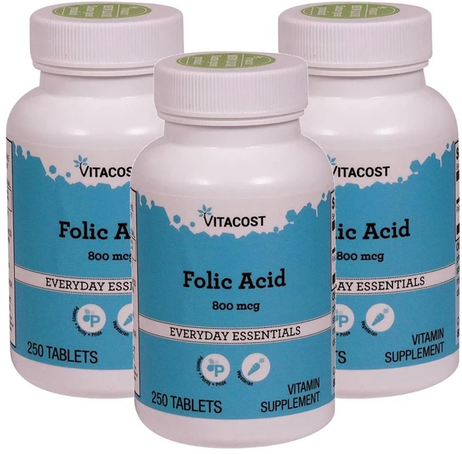 비타코스트 폴릭 애씨드 800 mcg Vitacost Folic Acid 250정, 3개 - 쿠팡