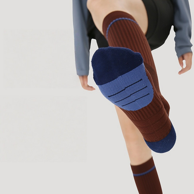 Hello Weekend 여성 스트라이프 운동 봄여름 니삭스 슬림 롱 양말 압박 중장 쿠션 반통 양말 장목 양말 레그워머 필라테스 1족 세트