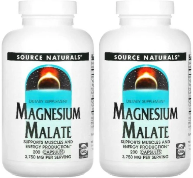 소스내추럴 마그네슘 말레이트 머슬 앤 에너지 프로덕션 3 750mg 200캡슐 2개 Source Naturals Magnesium Malate 3 750 mg - 쿠팡