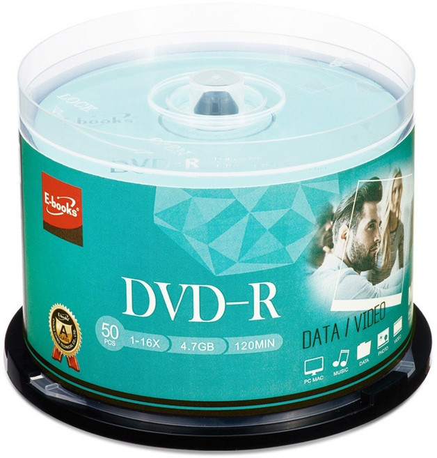 E-books 晶鑽版 16X DVD-R DVD 空白光碟片 高倍速燒錄 資料備份 影音儲存, 50片裝