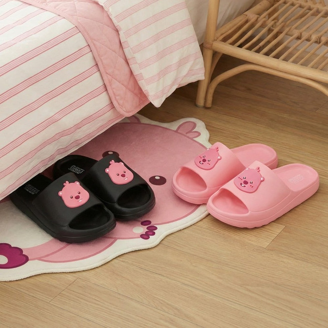 PWX 귀여운 잔망루피 소프트슬리퍼 핑크 블랙