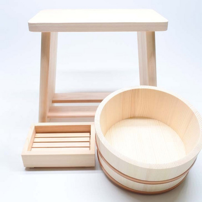 노 히노끼 욕실 A세트 바가지 비누받침 목욕의자 산 빠른출고 B세트, 20x20x20 유절와니스