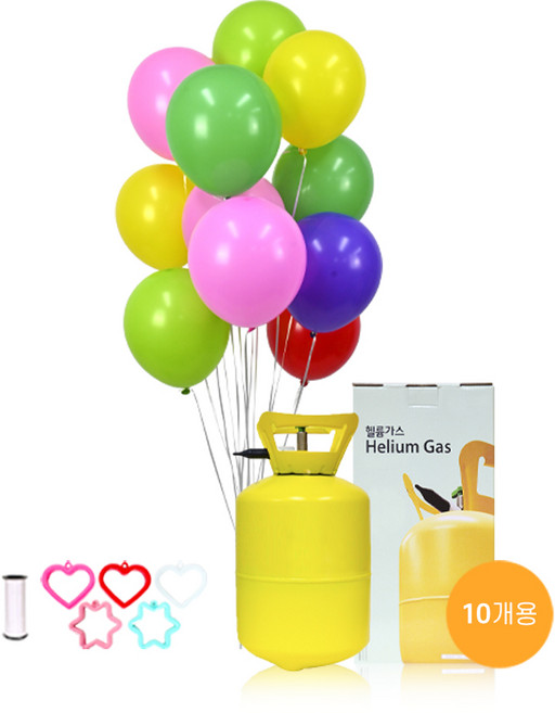 별이네파티 헬륨가스 10개용+25cm일반랜덤혼합풍선(30입)+컬링리본(1개)+무게추(1개) 세트, 1개