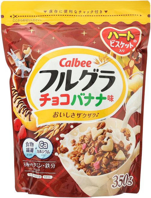 가루비 후루구라 초코바나나 맛 하트 비스켓 포함 지퍼백 타입, 350g, 1개