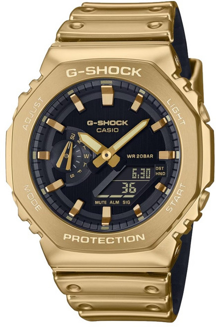 CASIO 卡西歐(GM-2100YMG-9A) G-SHOCK 矽膠帶 八角形雙顯錶, 迷霧灰
