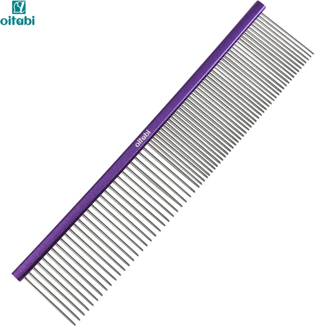 오이타비 전문 애완동물 그루밍 빗 엉킨 털 제거 엉킴 방지 긴 털과 짧은 롱 빗, Length-19cm, 03 Purple