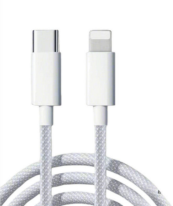 AiHome 蘋果PD充電編織線 Type-C to Lightning, 灰白, 1個, 100cm