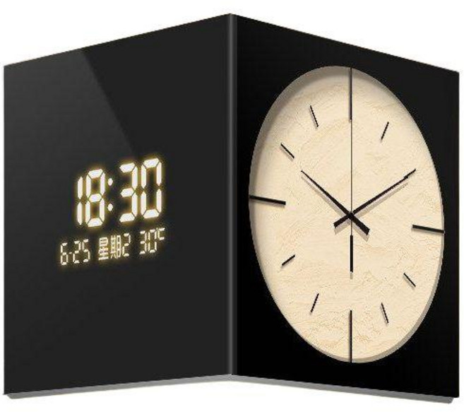 조명 코너 디지털 벽시계 장식 모던 디자인 공간 거실 수납 침실 북유럽, 1. 일반형(조명X 플러그인), 2. B형