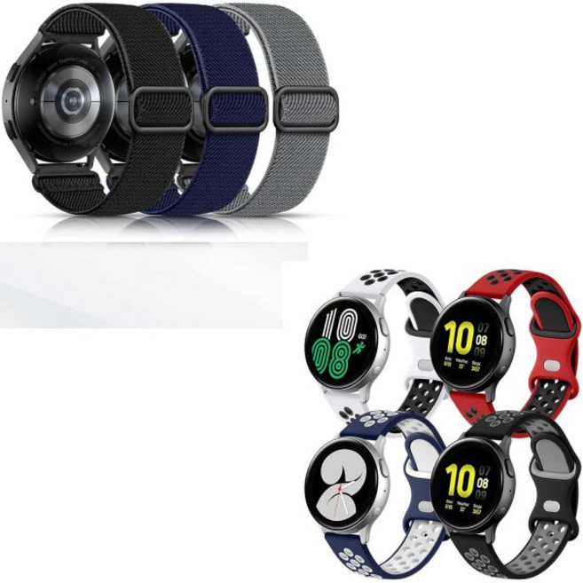 삼성 갤럭시 워치 6 5 4 40mm 44mm 프로 밴드 45mm/Watch 클래식 42mm 46mm 43mm 47mm/액티브 2 20mm 소프트 조절 가능 나일론 슬라이콘 스, 삼성 갤럭시 워치 6 5 4 40mm 44mm 프로 밴