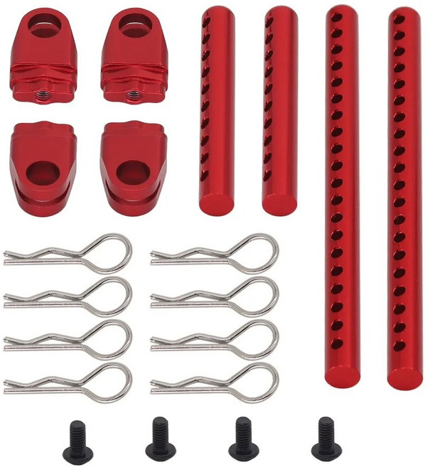 호환 금속 조립 차체 포스트 마운트 클립이 있는 자동차 고정 기둥 부품 모델 RC 타미야 TT02 TT 02 업그레이드, Red, 1개