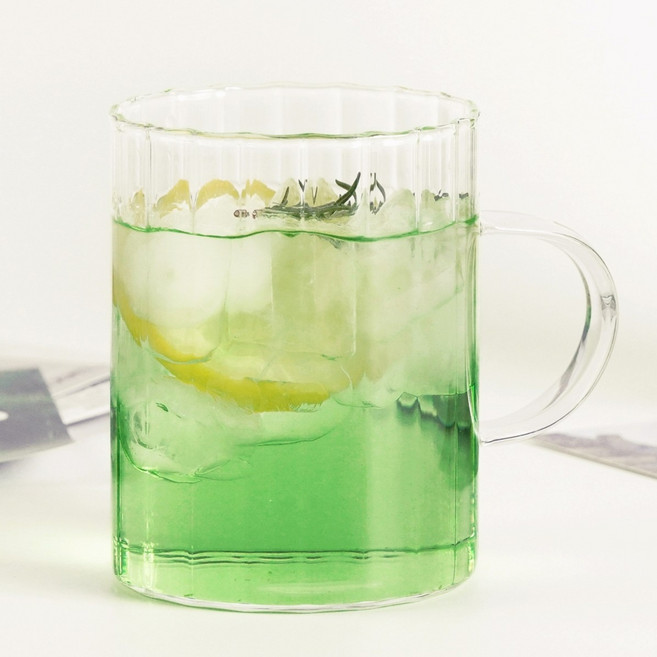 리브드 내열 강화 유리컵 예쁜 홈카페 머그컵 300ml, 1개, 투명