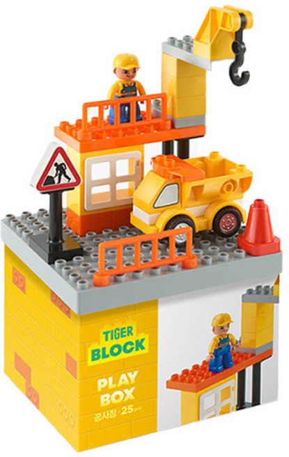 마이리틀타이거 블록 플레이 박스 공사장 레고호환블록, 1COLOR soft 혼합색, 1개
