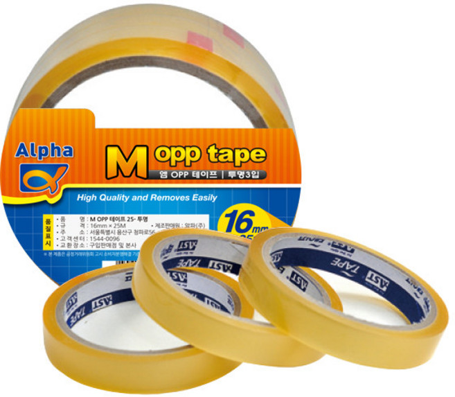 알파 OPP테이프 16mmx25M 1팩 3입, 3세트