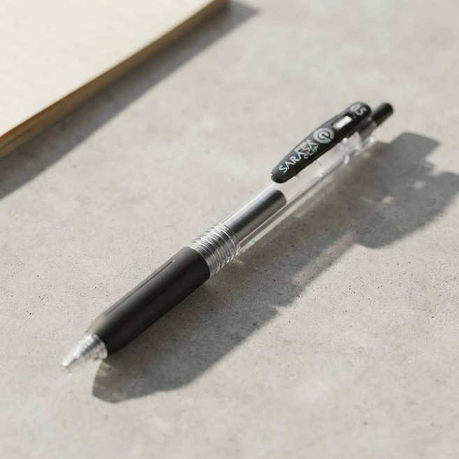 STC 제브라 사라사 클립 젤볼펜 0.5mm 검정색 필기용 사무용 볼펜, 1개, 블랙(클리어)