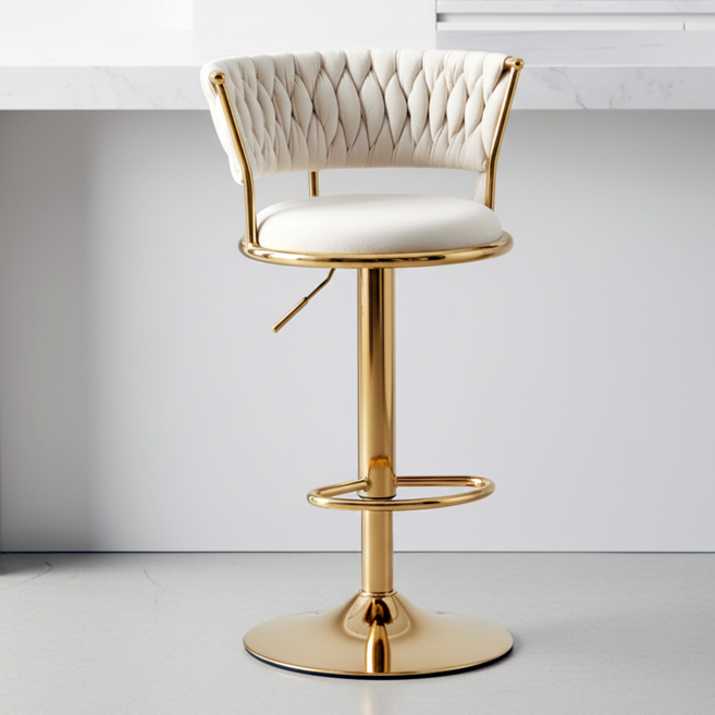 피피포피 벨벳 홈바의자 바체어 아일랜드식탁의자 높이조절 회전, 1개, 아이보리