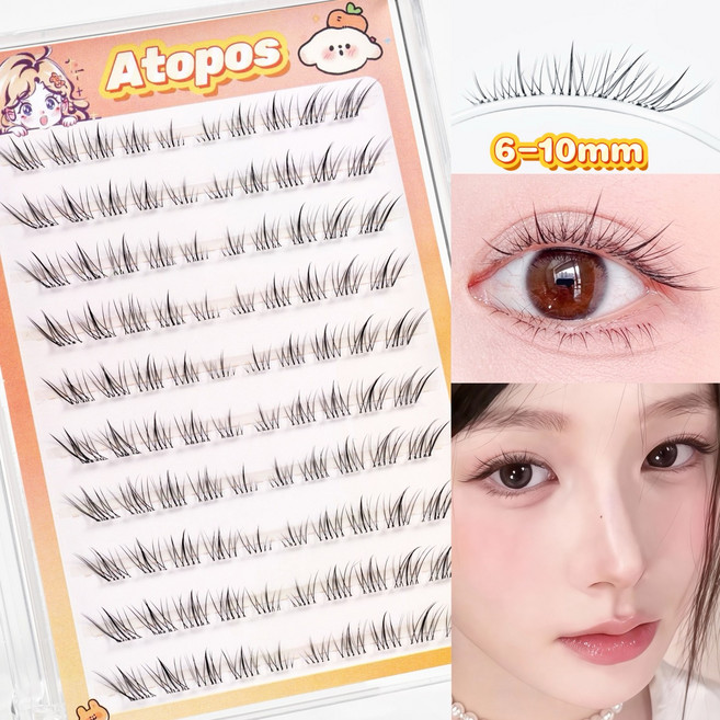 아토포스 노글루 속눈썹 내추럴 포인트 아이래쉬 연장 6-10mm 100모 대용량, 1개, 블랙