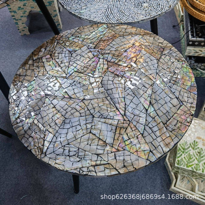 자개상 술상 원형 밥상 다과상 찻상 전통 자개 나전칠기 자개소반 앤틱, 2.럭셔리스타일(직경50cm높이50cm)