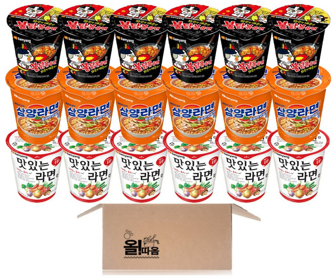 삼양 소컵라면 3종 기획세트 (삼양라면6입 +불닭볶음면6입 +맛있는라면6입), 1박스