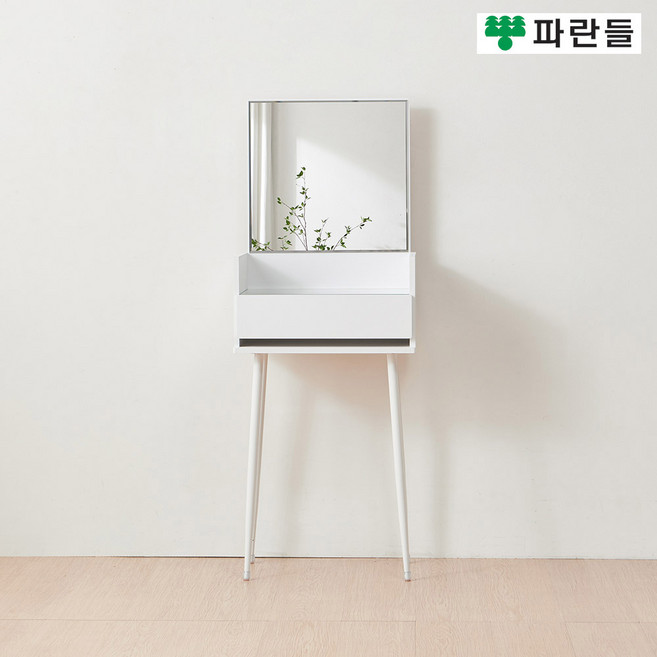 파란들가구 화이트다리 485 입식화장대 의자포함 화장대세트, 버터